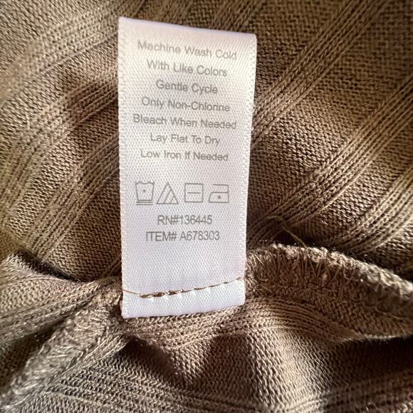 Muk Luks Lounge Set Rib Knit Henley Top Pants Cozy Minimalist Coffee Women L - Picture 12 of 13